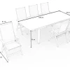 Hot Garten-Essgruppe, weiß matt/hellgrau, Aluminium/Teak/Outdoorgewebe, Ausziehtisch 180/240 x 100 cm, 6x Klappstuhl Garten-Essgruppen|Aluminium-Gartenmöbel