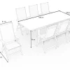 Sale Garten-Essgruppe, weiß matt/hellgrau, Alu/Textilene, Ausziehtisch 180/240 x 100 cm, 8x Klappstuhl Garten-Essgruppen|Aluminium-Gartenmöbel