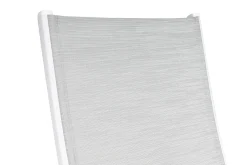 Discount Garten-Essgruppe, weiß/hellgrau, Aluminium/Glas/Teak, Ausziehtisch 180 x 240 cm, 4 Klappstühle, 2 Stapelstühle Garten-Essgruppen|Aluminium-Gartenmöbel