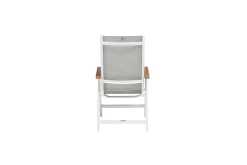 Discount Garten-Essgruppe, weiß/hellgrau, Aluminium/Glas/Teak, Ausziehtisch 180 x 240 cm, 4 Klappstühle, 2 Stapelstühle Garten-Essgruppen|Aluminium-Gartenmöbel