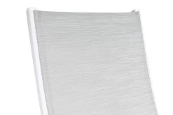 Discount Garten-Essgruppe, weiß/hellgrau, Aluminium/Glas/Teak, Ausziehtisch 180 x 240 cm, 4 Klappstühle, 2 Stapelstühle Garten-Essgruppen|Aluminium-Gartenmöbel