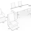 New Garten-Essgruppe, weiß matt/hellgrau, Aluminium/Outdoorgewebe/Glas, Ausziehbar, 180/240 x 100 cm Tisch, 4 Klappstühle, 2 Stapelstühle Garten-Essgruppen|Aluminium-Gartenmöbel