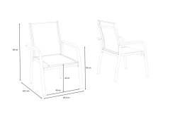 Sale Granada 4er-Set Stapelsessel, silber/anthrazit, mit Teakholz-Armlehnen, 0301205-0100 Aluminium-Gartenmöbel|Gartenstühle & Gartensessel