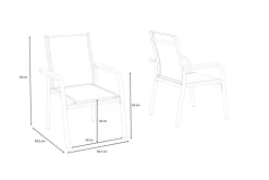Sale Granada 4er-Set Stapelsessel, silber/anthrazit, mit Teakholz-Armlehnen, 0301205-0100 Aluminium-Gartenmöbel|Gartenstühle & Gartensessel