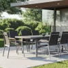 Sale Granada Garten-Essgruppe, 8 Personen, ausziehbarer Tisch 180–240 cm, Aluminium/Textilene, Teak FSC®-zertifiziert Garten-Essgruppen