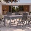 New Granada Garten-Essgruppe, silber, Alu/Textilene, Tisch 180/240x100cm, 6 Klappstühle Garten-Essgruppen