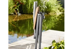 Online Granada Garten-Essgruppe, silber/anthrazit, Alu/Spraystone/Textil, 160 x 95 cm, 6 Klappstühle Garten-Essgruppen