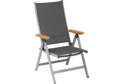 Clearance Granada Garten-Essgruppe, silber / anthrazit, Alu / Spraystone / Teak, Tisch 180/280 x 100 cm, 6 Stapelsessel, 2 Klappstühle Garten-Essgruppen