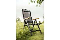 Best Granada Gartengarnitur, Anthrazit, Alu/Spraystone, Esstisch 160x95 cm, 4 Stapelsessel, 2 Klappstühle Garten-Essgruppen|Aluminium-Gartenmöbel