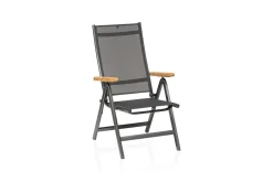 Best Granada Gartengarnitur, Anthrazit, Alu/Spraystone, Esstisch 160x95 cm, 4 Stapelsessel, 2 Klappstühle Garten-Essgruppen|Aluminium-Gartenmöbel