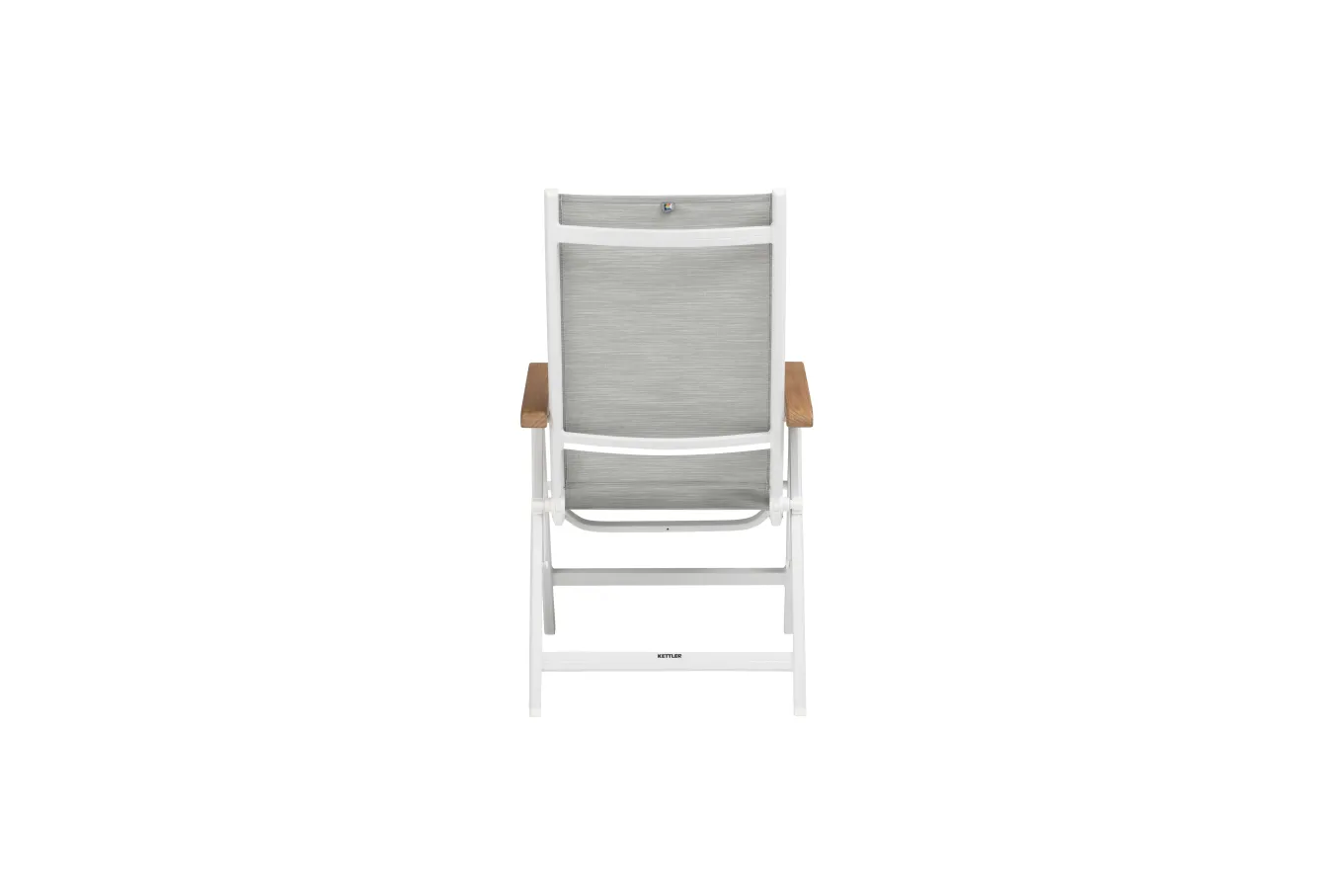 Clearance GRANADA Klappstuhl, weiß matt/hellgrau, Alu/Teak/Outdoorgewebe, klappbar, 0301201-5210 Aluminium-Gartenmöbel|Gartenstühle & Gartensessel