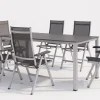 Clearance KETTALUX-PLUS/Basic Plus Sitzgruppe, silber/anthrazit, Alu/Textilene, Tisch 160x95 cm, 6 Klappstühle Garten-Essgruppen|Aluminium-Gartenmöbel