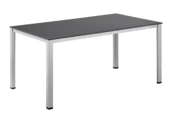 Outlet KETTALUX-PLUS/Basic Plus Padded Sitzgruppe, silber/anthrazit/grau, Alu/Textilene, 160x95 cm,6 Stapelsessel, gepolsterte Sitz - und Rückenfläche Garten-Essgruppen|Aluminium-Gartenmöbel