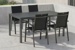 Hot KETTALUX-PLUS/Basic Plus Padded Sitzgruppe, anthrazit, Alu/Textilene, Tisch 160x95 cm, 4 Personen, gepolsterte Sitz - und Rückenfläche Garten-Essgruppen|Aluminium-Gartenmöbel