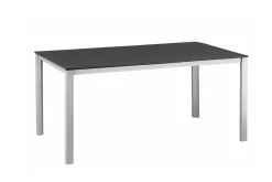 New KETTALUX-PLUS/Basic Plus Padded Sitzgruppe, silber/anthrazit/grau, Alu/Textilene, 160x95 cm,4 Stapelsessel, gepolsterte Sitz - und Rückenfläche Garten-Essgruppen|Aluminium-Gartenmöbel