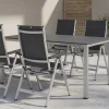 Outlet KETTALUX-PLUS/Basic Plus Padded Sitzgruppe, silber/anthrazit, Alu/Textilene, Tisch 160x95 cm,4 Klappstühle Garten-Essgruppen|Aluminium-Gartenmöbel