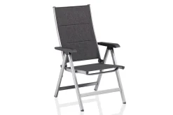 Outlet KETTALUX-PLUS/Basic Plus Padded Sitzgruppe, silber/anthrazit, Alu/Textilene, Tisch 160x95 cm,4 Klappstühle Garten-Essgruppen|Aluminium-Gartenmöbel