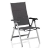 Outlet KETTALUX-PLUS/Basic Plus Padded Sitzgruppe, silber/anthrazit, Alu/Textilene, Tisch 160x95 cm, 6 Klappstühle Garten-Essgruppen|Aluminium-Gartenmöbel