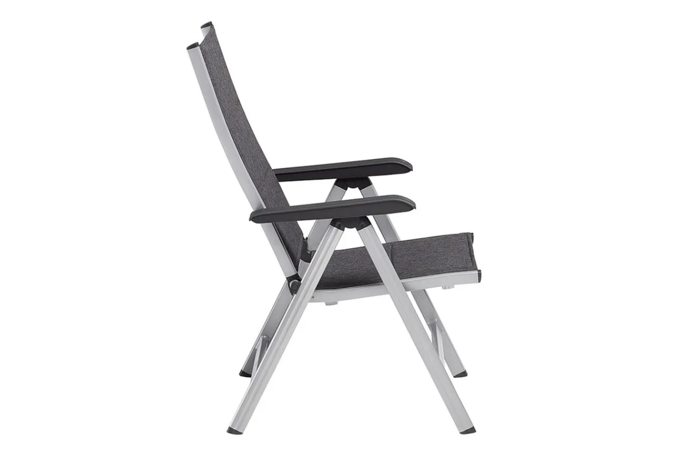 Outlet KETTALUX-PLUS/Basic Plus Padded Sitzgruppe, silber/anthrazit, Alu/Textilene, Tisch 160x95 cm, 6 Klappstühle Garten-Essgruppen|Aluminium-Gartenmöbel