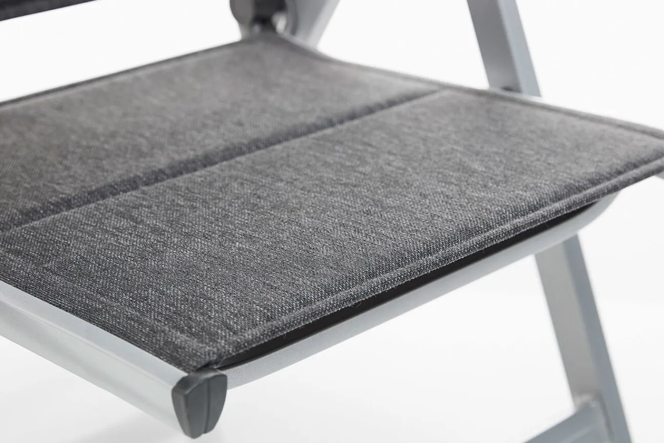Outlet KETTALUX-PLUS/Basic Plus Padded Sitzgruppe, silber/anthrazit, Alu/Textilene, Tisch 160x95 cm, 6 Klappstühle Garten-Essgruppen|Aluminium-Gartenmöbel