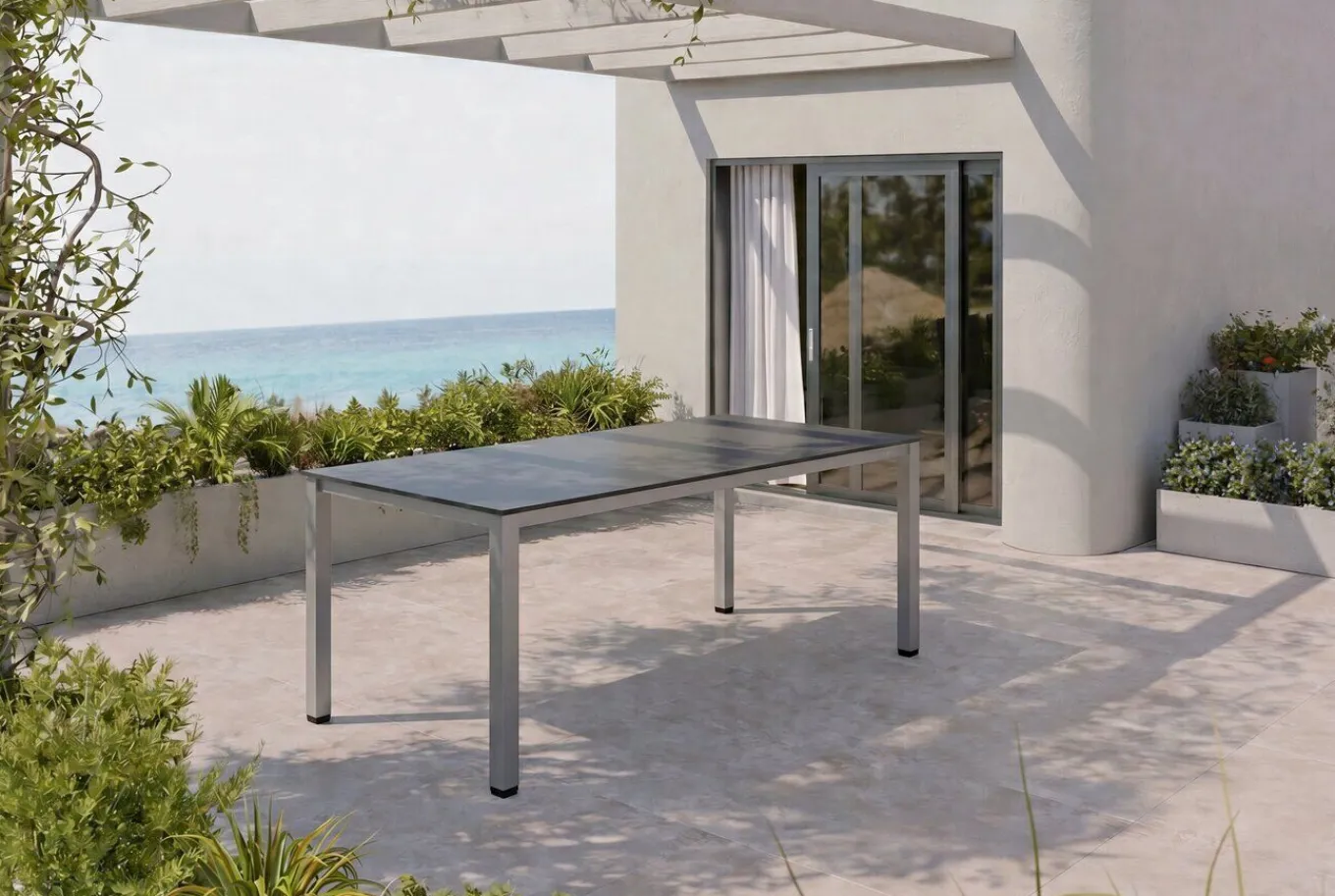 Outlet Kettalux-Plus Dining-Tisch, silber/anthrazit, Alu, 160x95cm, 0301821-0000 Gartentische|Aluminium-Gartenmöbel