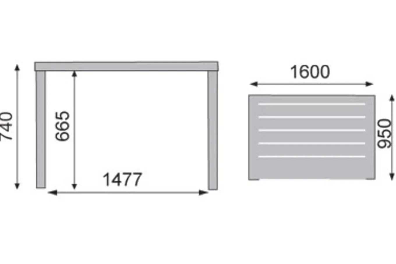 Outlet Kettalux-Plus Dining-Tisch, silber/anthrazit, Alu, 160x95cm, 0301821-0000 Gartentische|Aluminium-Gartenmöbel