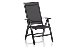 New KETTALUX-PLUS/Legato Curve Sitzgruppe, anthrazit, Alu/Textilene, Tisch 160x95 cm, 6 Klappstühle Garten-Essgruppen|Aluminium-Gartenmöbel