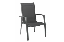 Discount KETTALUX-PLUS/Legato Curve Sitzgruppe, anthrazit, Alu/Textilene, Tisch 160x95 cm, 4 Stapelsessel, stapelbar Garten-Essgruppen|Aluminium-Gartenmöbel