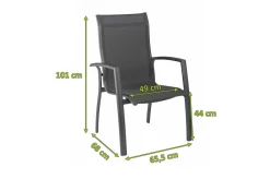 Legato Curve Stapelsessel, anthrazit, Alu/Textilene, 0302302-7000, stapelbar Aluminium-Gartenmöbel|Gartenstühle & Gartensessel