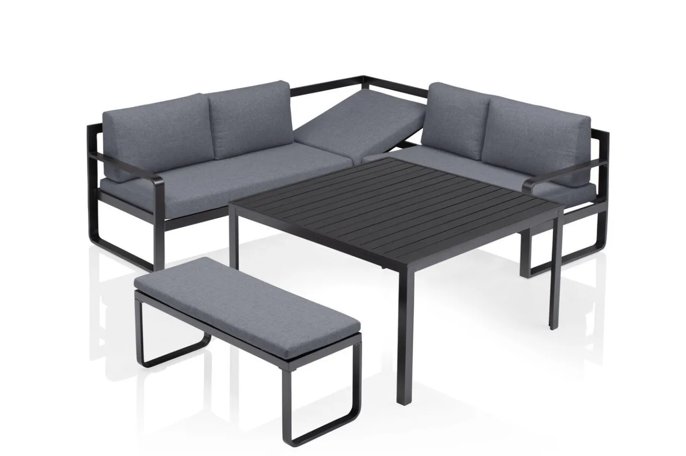 Online Ocean Dining-Lounge, anthrazit/grau, 223 x 200 cm, inkl. Kissen, 0320831-7100 Garten-Essgruppen|Aluminium-Gartenmöbel