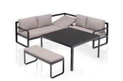 Hot Ocean Dining-Lounge Exklusivmodell, anthrazit/taupe, 220 x 200 cm, inkl. Kissen, 0320831-7000 Gartenlounge