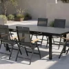 New Premium/Granada Garten-Essgruppe, anthrazit/grau, Alu/Glas, Tisch 180/240x100cm, 6 Sessel Aluminium-Gartenmöbel