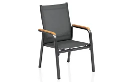 Clearance Premium/Granada Garten-Essgruppe, Anthrazit/Grau, Alu/Glas, Ausziehtisch 180/240x100cm, 8 Stapelsessel Garten-Essgruppen|Aluminium-Gartenmöbel