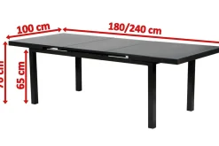 Clearance Premium/Granada Garten-Essgruppe, Anthrazit/Grau, Alu/Glas, Ausziehtisch 180/240x100cm, 8 Stapelsessel Garten-Essgruppen|Aluminium-Gartenmöbel
