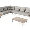 Hot Baki Gartenlounge, natur/grau, Edelstahl/Teak, wetterbeständig, rostfrei, verstellbare Rückenlehne, abnehmbare Bezüge Gartenlounge|Edelstahl-Gartenmöbel