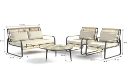 Clearance Big Lattice Lounge, natur/schwarz, Alu/Polyrattan, inkl. Kissen, schnelltrocknend, wetterbeständig Polyrattan-Gartenmöbel|Gartenlounge
