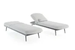Discount Confort Sun Lounger Gartenliegen-Set, mondgrau/anthrazit, Alu/Polyester, verstellbar, wetterbeständig, inkl. Kissen Gartenliegen|Aluminium-Gartenmöbel