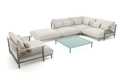 Best Dorina Plus Gartenlounge, grau/anthrazit, Alu/Holzoptik, wetterbeständig, UV-beständig, inkl. Kissen Gartenlounge|Aluminium-Gartenmöbel