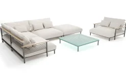 Best Dorina Plus Gartenlounge, grau/anthrazit, Alu/Holzoptik, wetterbeständig, UV-beständig, inkl. Kissen Gartenlounge|Aluminium-Gartenmöbel