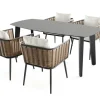 Outlet Grant Dining Garten-Essgruppe, anthrazit, Alu/Polyrattan, Tischplatte aus ESG-Sicherheitsglas, inkl. Kissen Polyrattan-Gartenmöbel|Garten-Essgruppen