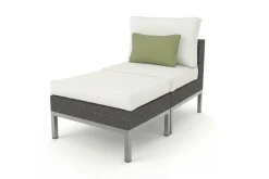 Online Silva Mini Gartenlounge, braun/creme, Polyrattan/Edelstahl, 2-teilig, modular, inkl. Hocker & Dekokissen Gartenlounge|Edelstahl-Gartenmöbel
