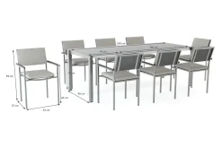 Suite Dining 8 Garten-Essgruppe, grau, Edelstahl/Textilene, ausziehbar & stapelbar, witterungsbeständig, inkl. Kissen & Polster Garten-Essgruppen|Edelstahl-Gartenmöbel