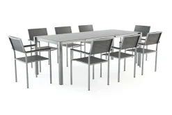 Suite Dining 8 Garten-Essgruppe, grau, Edelstahl/Textilene, ausziehbar & stapelbar, witterungsbeständig, inkl. Kissen & Polster Garten-Essgruppen|Edelstahl-Gartenmöbel