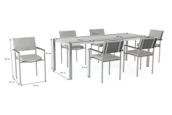 Suite Dining 6 Garten-Essgruppe, grau/anthrazit, Edelstahl/Textilene, ausziehbar & stapelbar, wetterbeständig, platzsparend Garten-Essgruppen|Edelstahl-Gartenmöbel