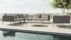Suite Max Gartenlounge, anthrazit/taupe, Edelstahl/Textilene, abnehmbare Bezüge, wasserfest, rostfreies Material Gartenlounge|Edelstahl-Gartenmöbel