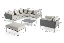 Suite Max Gartenlounge, anthrazit/taupe, Edelstahl/Textilene, abnehmbare Bezüge, wasserfest, rostfreies Material Gartenlounge|Edelstahl-Gartenmöbel