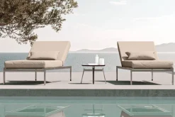 Online Suite Sun Gartenliegen-Set, beige/taupe, Edelstahl/Textilene, verstellbar, UV-beständig, inkl. Kissen, abnehmbare Bezüge Edelstahl-Gartenmöbel|Gartenliegen