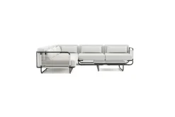 Hot Tempest Gartenlounge M, hellgrau/anthrazit, Alu/Rope-Geflecht, Beistelltisch mit Glasplatte, pulverbeschichtet, wetterfest, modernes Design Gartenlounge