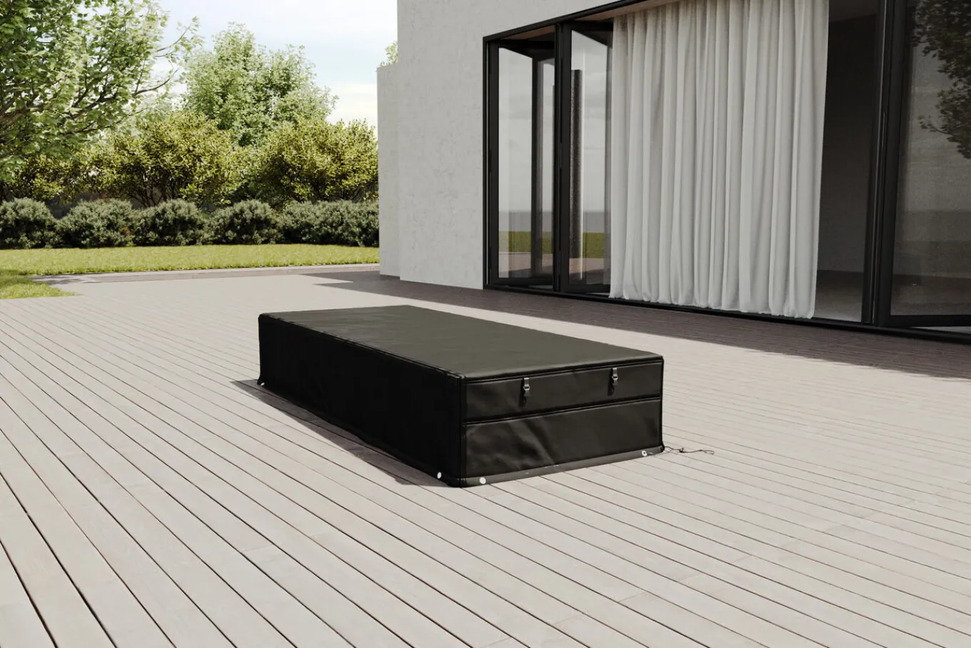 Abdeckhaube für Gartenlounges, schwarz, Ripstop-Gewebe/Polyester, 206 x 93 x 37 cm, wasserabweisend, UV-Schutz Schutzhüllen
