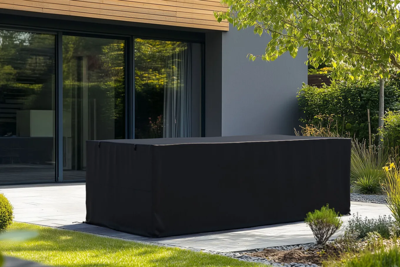 Abdeckhaube für Garten-Essgruppen, schwarz, Ripstop-Gewebe/Polyester, 270 x 170 x 80 cm, wasserabweisend, UV-Schutz Schutzhüllen